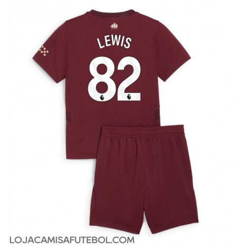 Camisa de Futebol Manchester City Rico Lewis #82 Equipamento Alternativo Infantil 2024-25 Manga Curta (+ Calças curtas)